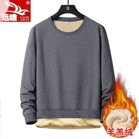 秋冬季加绒加厚卫衣男2023新款潮牌宽松保暖上衣男士休闲打底体恤商品大图