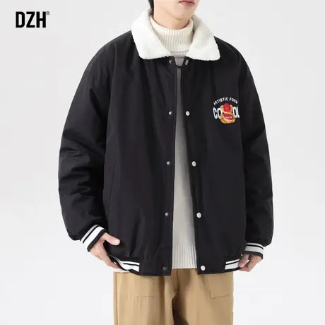 男士棉袄羊羔绒外套男翻领夹克棉服冬季加绒加厚保暖棉衣2024新款商品大图