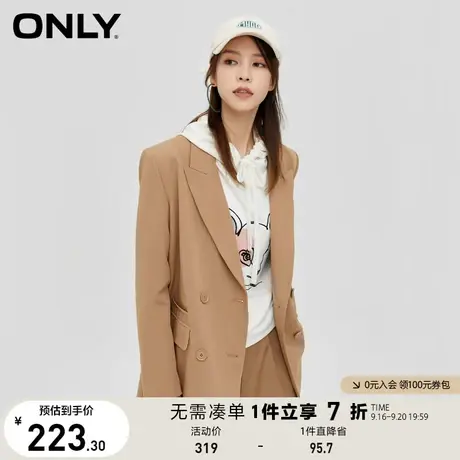 ONLY奥莱夏季中长款双排扣设计感3D字母西服外套女商品大图