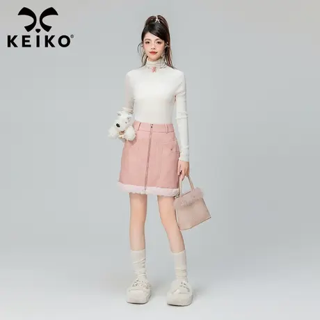 KEIKO 无痕白色高领软糯针织衫薄款2023秋冬内搭打底衫堆堆领毛衣图片