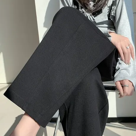 九分高腰直筒裤女2024春秋新款宽松垂感显瘦百搭阔腿窄版休闲裤子图片