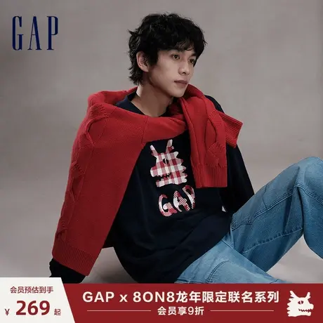 【GAP x 8ON8联名】龙年限定男装春季2024新年纯棉长袖T恤841241图片