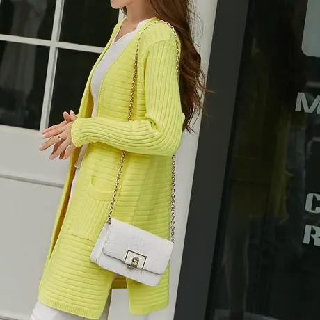 清仓！2023春季新款韩版口袋开衫中长款针织衫女装宽松大码外搭潮商品大图