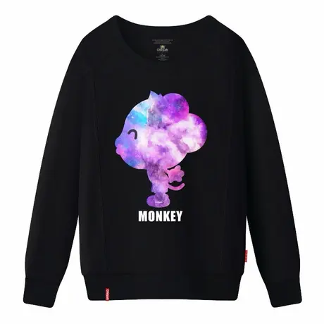 Ohlyah品牌冬装加绒卫衣男女日系长袖原宿风百搭休闲星空卡通学生商品大图