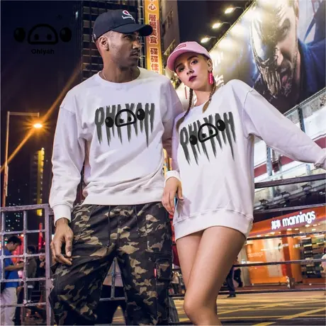 秋冬季新款卫衣男女同穿休闲情侣装纯棉圆领宽松港风外套潮牌ins商品大图