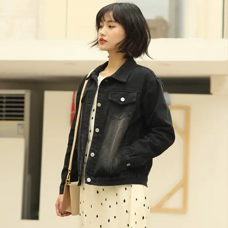 牛仔外套女宽松韩版港味春秋新款网红BF风学生黑色上衣潮9315商品大图