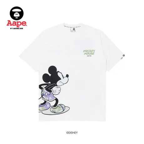 AAPE迪士尼米奇系列男装春夏字母印花宽松短袖T恤9676XXK商品大图
