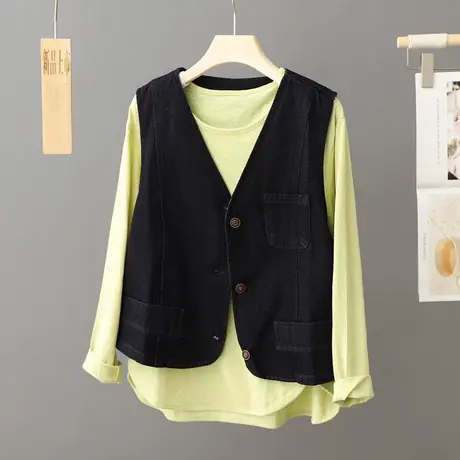 2023新款春秋季牛仔马甲女宽松休闲百搭牛仔坎肩外套无袖上衣马夹图片