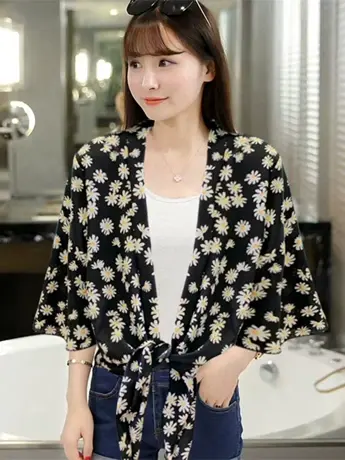 防晒衬衫外套春秋设计感小众外搭开衫夏季法式别致薄款中袖学上衣图片