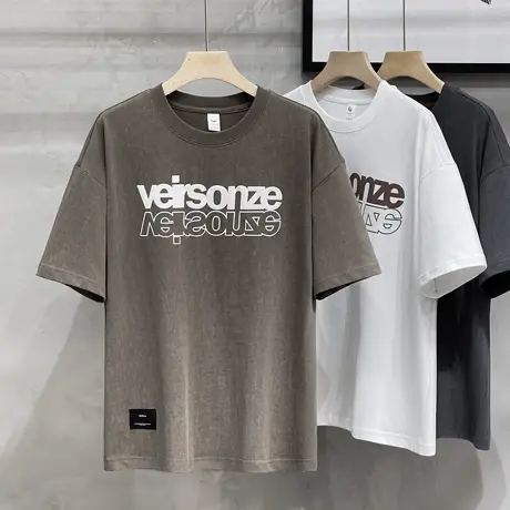 美式复古扎染短袖t恤男装夏季新款潮流宽松体恤休闲男半袖上衣商品大图