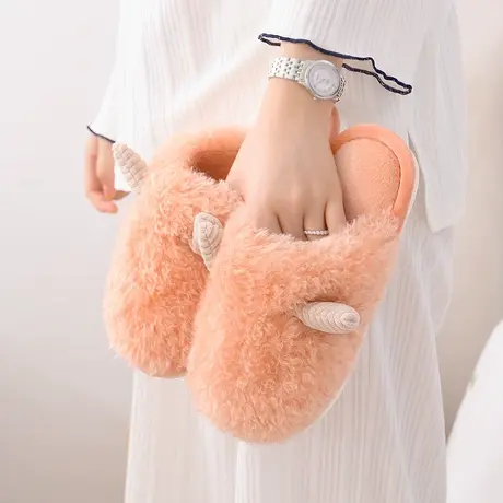 棉拖鞋女士秋冬季2023新款可爱卡通居家用室内防滑毛绒情侣棉鞋男商品大图