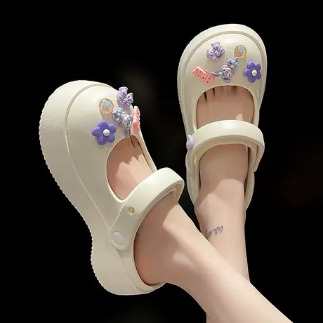 玛丽珍洞洞鞋女夏季外穿可爱大耳兔踩屎感厚底两穿防滑包头凉拖鞋商品大图