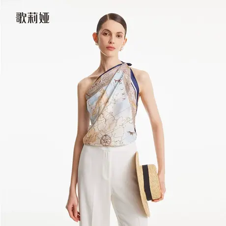 歌莉娅14姆米真丝丝巾女秋季新款挂脖式桑蚕丝背心吊带1B7L9A010图片