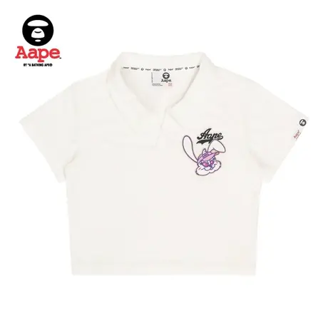 Aape旗舰店女装春夏小兔图案刺绣短款简约POLO杉1326XXK图片