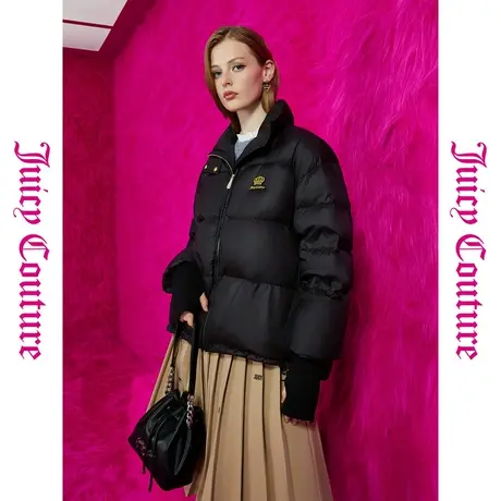 Juicy Couture橘滋23初秋冬新款logo绣标罗纹袖女式羽绒服上衣商品大图