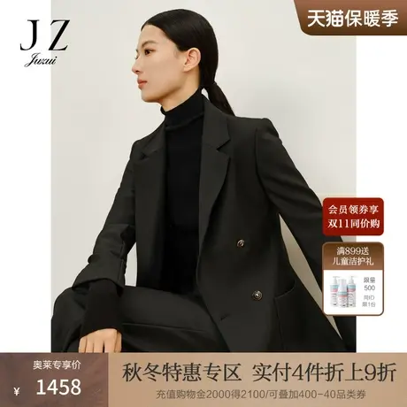 商场同款JZ玖姿雅致复古双排扣西服外套女2023冬季新款JWCD40101图片