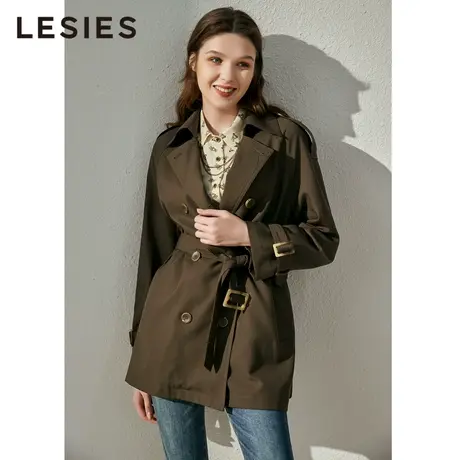 蓝色倾情秋冬季女装 两色入时尚收腰复式一手长小个子风衣图片