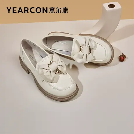 意尔康女鞋官方旗舰店乐福鞋女俏皮蝴蝶结可爱英伦小皮鞋断码商品大图