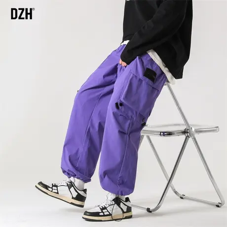 男士紫色多巴胺速干冲锋裤男美式休闲裤子2023新款工装长裤阔腿裤商品大图