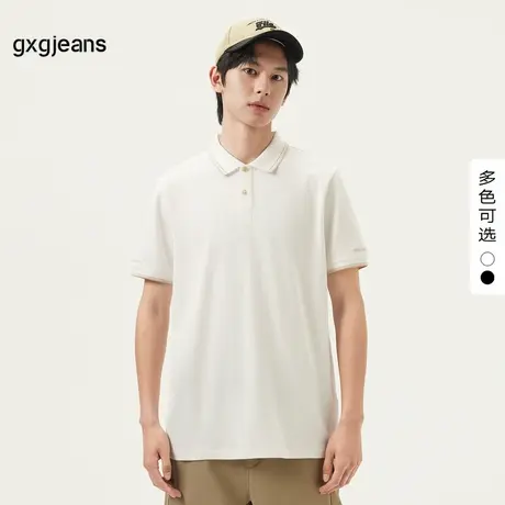 gxg.jeans男装 撞色字母印花男式翻领商务POLO衫男短袖 25夏新品图片