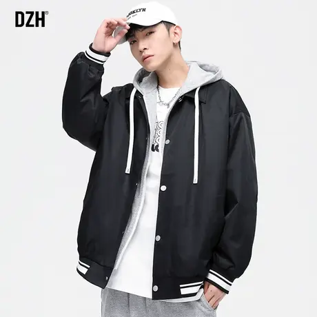 男士棒球服连帽假两件外套男秋季潮牌高级感褂子美式复古男装夹克商品大图