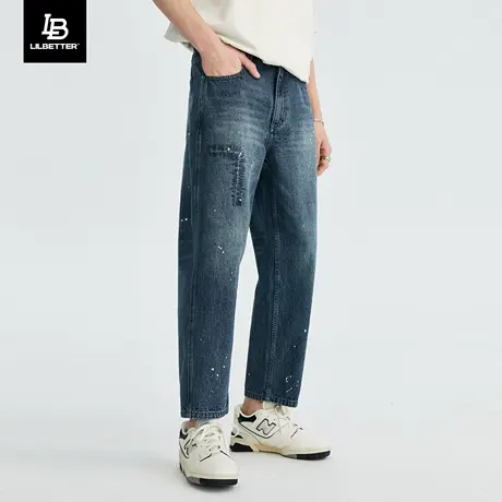 Lilbetter九分牛仔裤男潮牌直筒裤复古痞帅男裤美式高街vibe裤子商品大图