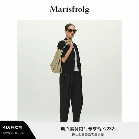 【松弛裤装】Marisfrolg玛丝菲尔2025夏新款黑色设计感休闲收脚裤商品大图