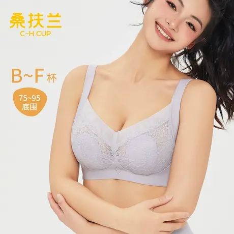 桑扶兰内衣大胸显小全罩杯蕾丝防凸点薄款文胸无钢圈聚拢防下垂商品大图