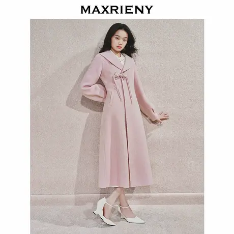 MAXRIENY中式雅韵复古羊毛大衣24冬款盘扣毛呢外套女高级气质感图片