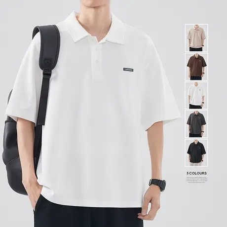 hansca美式重磅250g短袖男士polo衫2025新款翻领宽松休闲半袖上衣商品大图