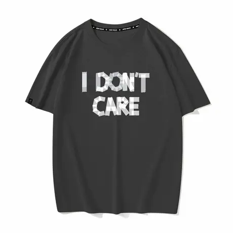 秀洛我不在乎随意I DONT CARE简约纯棉短袖T恤男女纯棉打底衫半袖商品大图