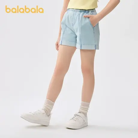 巴拉巴拉童装儿童短裤女童2025夏装新款全棉牛仔休闲中大童裤子商品大图