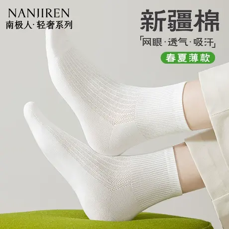 南极人袜子男款中筒棉袜秋冬薄款网眼透气防臭吸汗纯色百搭男袜新商品大图