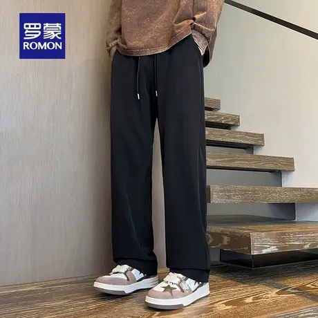 罗蒙男士潮流休闲裤2025秋季新款户外运动直筒裤弹力宽松系绳长裤商品大图