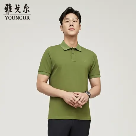 雅戈尔奥莱 男装短袖Polo衫保型领棉弹面料体t恤商品大图