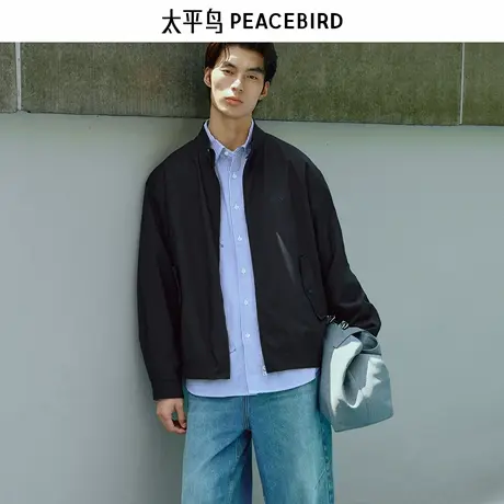 太平鸟男装行政夹克秋宽松通勤教练茄克立领哈林顿质感外套M商品大图