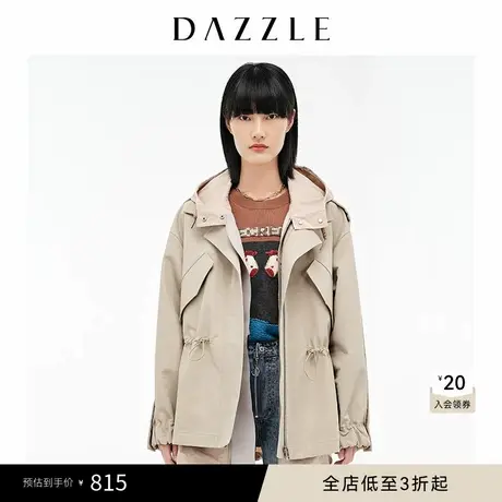 刘雯同款DAZZLE地素奥莱 运动感假两件风衣外套女2D4F6331N商品大图