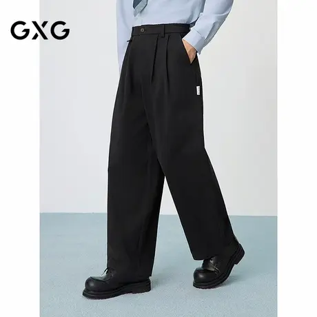 GXG男装 棉质宽松阔腿休闲裤男双褶挺括休闲裤通勤长裤 25春新品商品大图