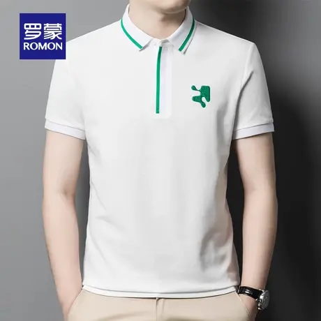 罗蒙男士短袖POLO衫夏季薄款商务翻领工装2023新款休闲刺绣T恤男图片