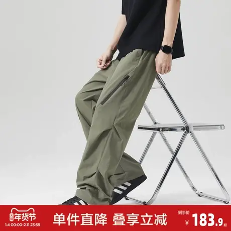 唐狮26春夏季新款休闲长裤男速干直筒裤子军绿宽松工装户外运动风商品大图