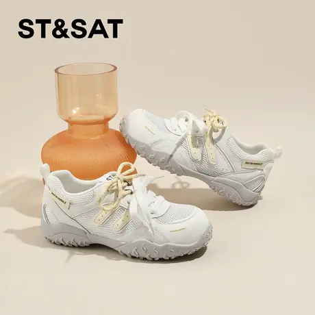 星期六网面透气运动休闲鞋女款2026新款春季厚底德训鞋内增高板鞋商品大图