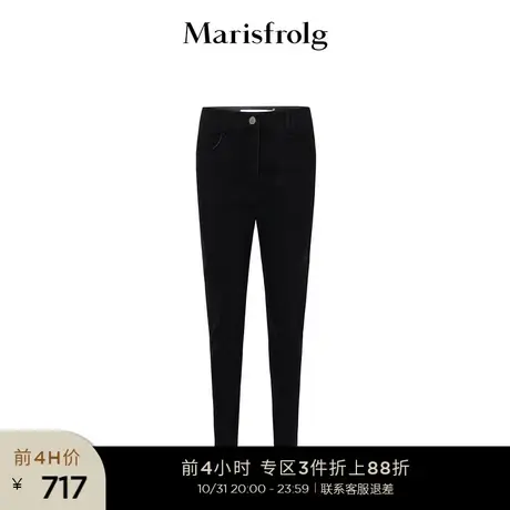【质感休闲系列】玛丝菲尔牛仔裤2023春季新款黑色小脚牛仔裤图片