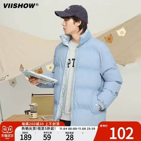 VIISHOW羽绒棉服男生2023冬装宽松大码加厚保暖面包服双面穿外套商品大图