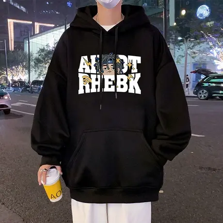 美式高街重磅纯棉连帽卫衣男春秋季新款宽松潮流ins套头帽衫外套商品大图