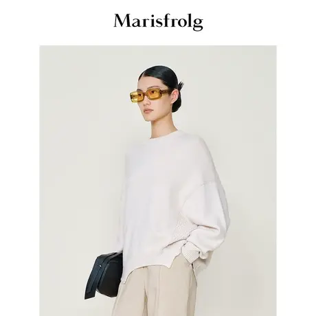 【商场同款】玛丝菲尔女装夏装新款米白色羊毛长袖毛衣女商品大图