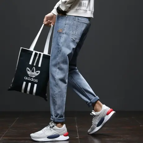 秋冬季工装直筒裤宽松男士牛仔裤潮牌百搭休闲长裤子冬天冬装冬裤商品大图