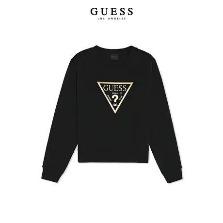 GUESS 冬季女士纯色oversize时尚字母印花圆领卫衣-W3YQ12K9Z21图片