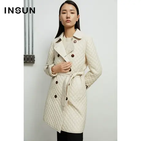 INSUN恩裳线上专选冬季宽松绵羊皮西装领皮衣图片