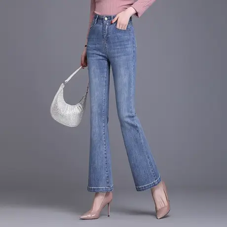 微喇牛仔裤春秋女士气质高腰长裤子2023新款时尚垂感显瘦休闲裤潮商品大图