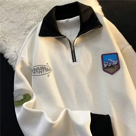 polo领美式卫衣女秋冬小个子宽松韩版潮ins超火上衣加绒加厚外套商品大图